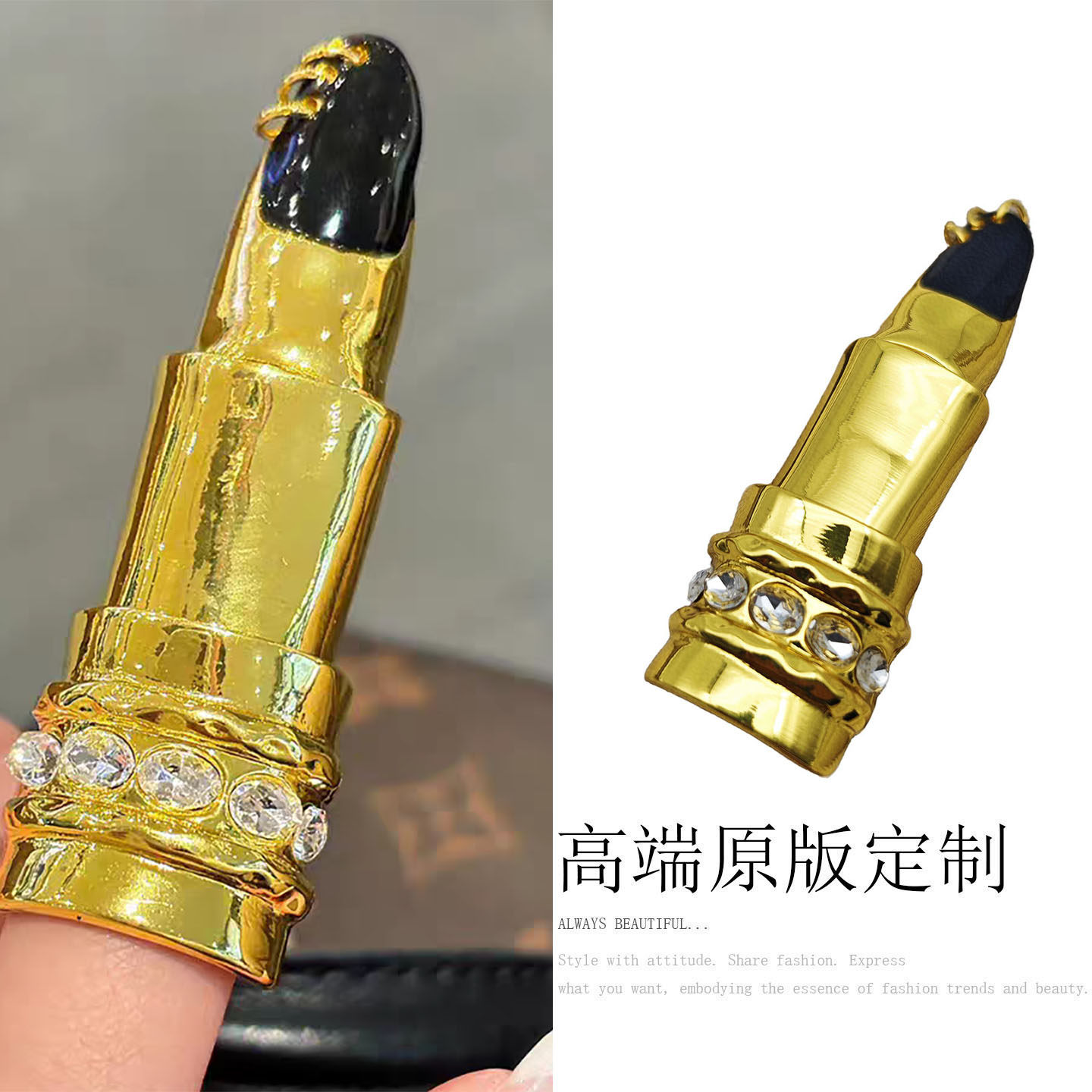 夏帕风小众设计夸张连指关节可活动戒指女复古高级感开口指套指环