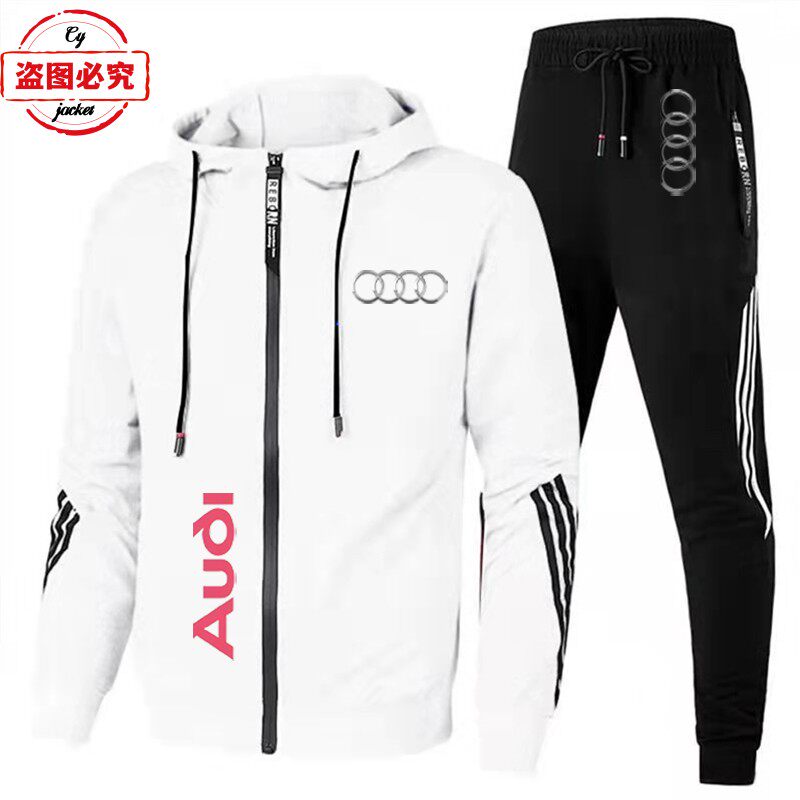 汽车logo印花赛车服休闲运动服男士春秋套装奥迪车队工作服团体服