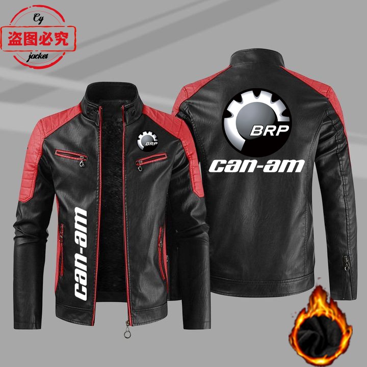 春秋皮夹克CAN-AM摩托车LOGO复古水洗pu皮衣防风秋冬款男骑行夹克