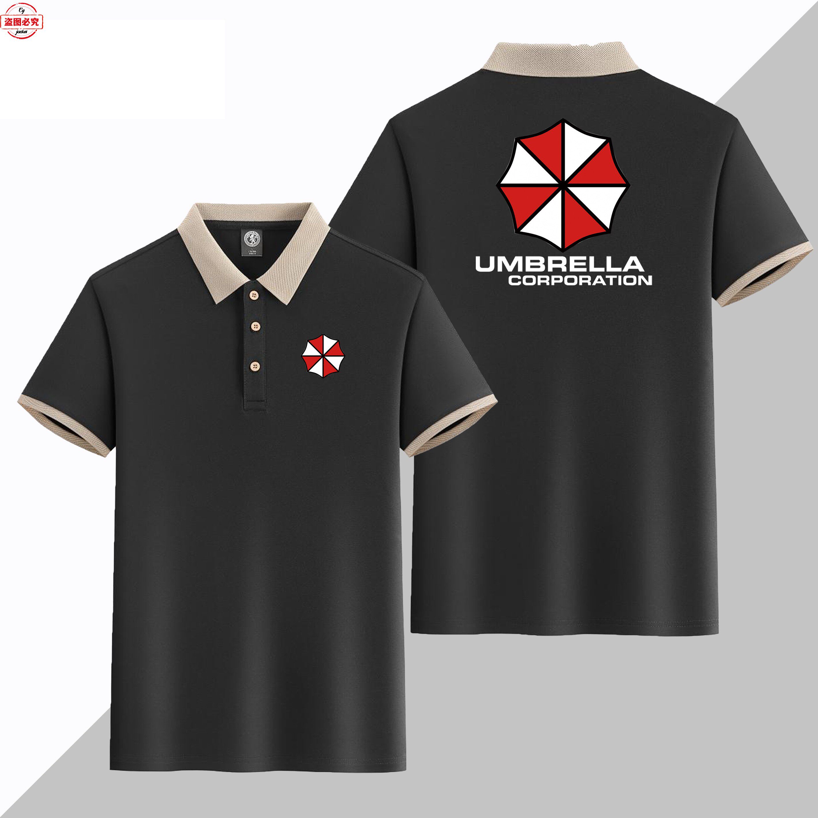 保护伞公司LOGO印花男短袖运动t恤翻领Polo衫生化危机印花骑行服