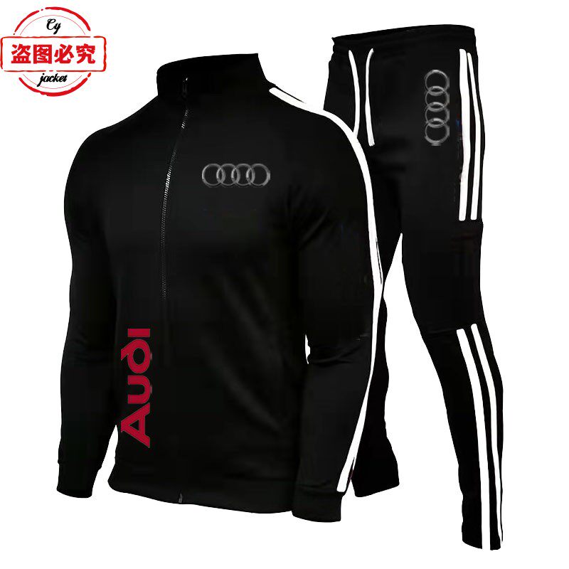 汽车logo印花赛车服休闲运动服男士春秋套装奥迪车队工作服团体服