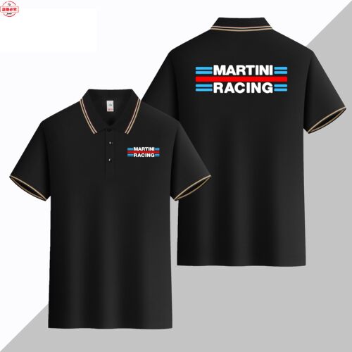 Martini Racing 标志印花赛车男短袖运动t恤翻领Polo衫商务工作服