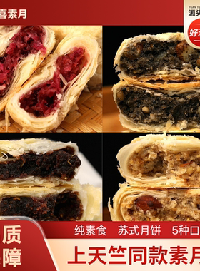 法喜寺月饼上天竺同厂同款净素纯素桂花豆沙玫瑰百果鲜花黑麻椒盐