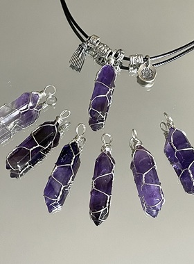 原创设计天然水晶925藏银项链