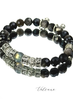 原创设计银曜石新中式手串情侣款