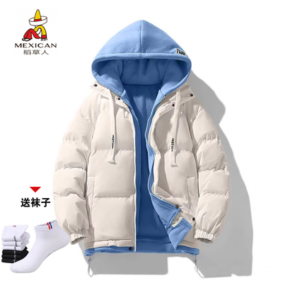 稻草人羽绒服男2025冬季新款加厚保暖青年连帽休闲百搭冬装外套