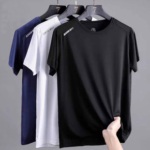 NASA短袖t恤男夏季冰丝薄款速干上衣宽松大码圆领运动体恤衫t恤