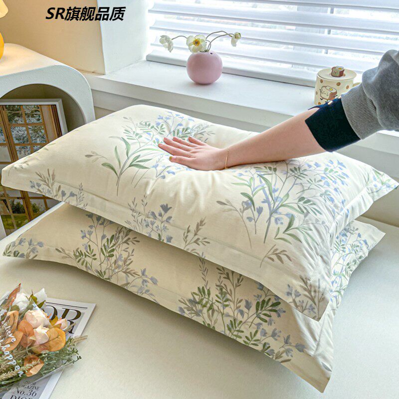 纯棉枕套30x50一对装儿童全棉花卉枕头套40x60记忆枕芯套48x74cm