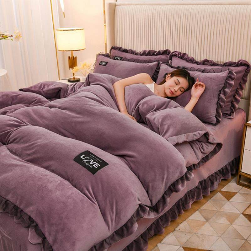 加绒牛奶绒四件套冬季珊瑚绒