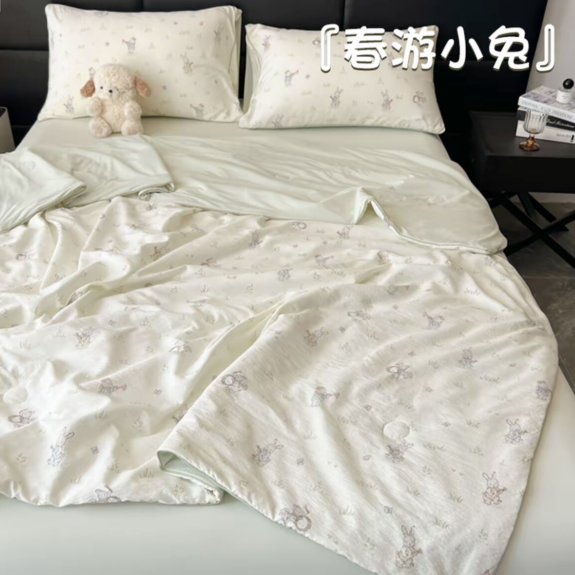 夏被四件套超凉爽冰皮空调被四件套A类氨纶抗菌夏被床笠款可洗