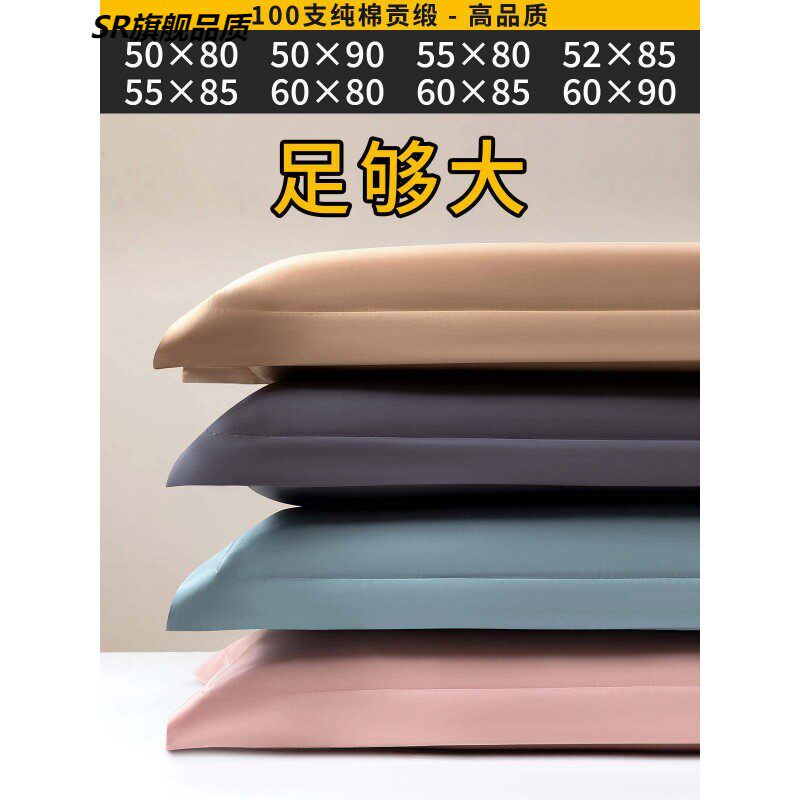 大枕套100支新疆长绒棉一对装全棉纯棉大号枕头套50cmx80cm可定制