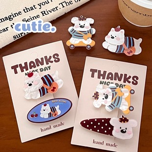 婚礼小礼品趣味卡通小熊亚克力发夹甜美少女鸭嘴夹高颜值百搭儿童