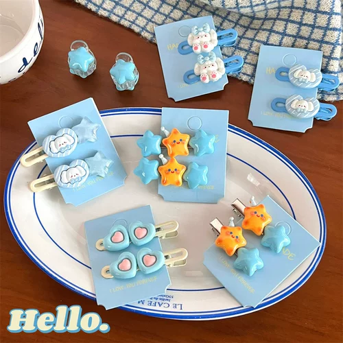 Креативная мультяшная заколка для волос, шпильки для волос, челка, с медвежатами