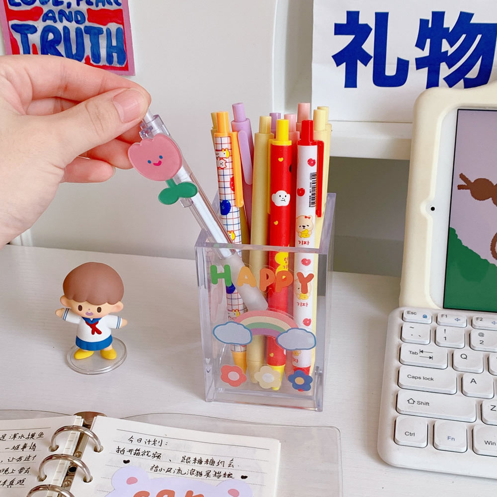 INS 인쇄되지 않은 스타일 투명 아크릴 펜 홀더 사무실 데스크탑 편지지 보관함 학생 메이크업 브러쉬 보관함