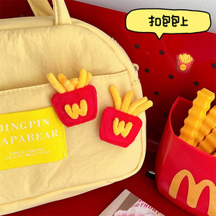学生奖励创意仿真布艺薯条胸针发夹少女趣味搞怪食玩发饰情侣闺蜜