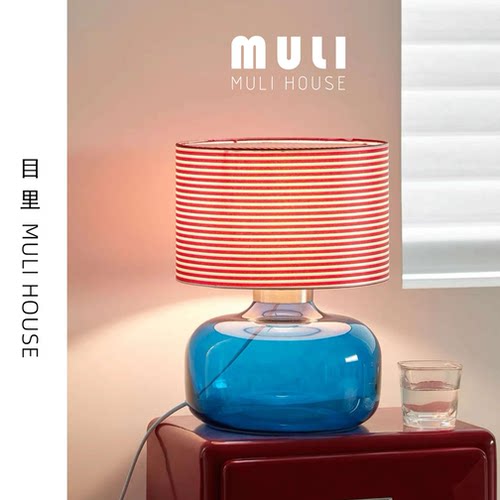 闭眼入！中古蓝色玻璃条纹灯！