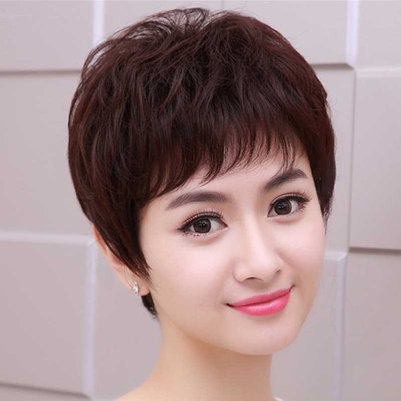 假发短发女士时尚妈妈头假发女短卷发碎刘海蓬松透气中老年假发套