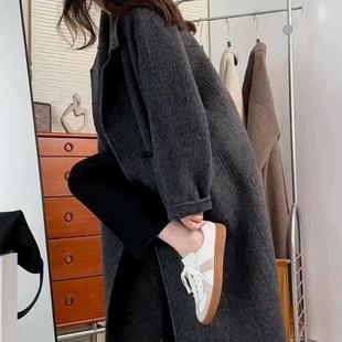 双面羊绒大衣女秋冬新款中长款长毛牛角扣过膝羊毛高级感毛呢外套
