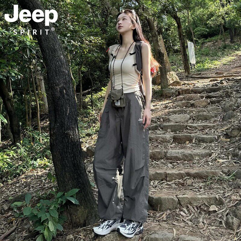 JEEP速干冲锋裤女2026新款夏季薄款小个子户外登山徒步伞兵工装裤
