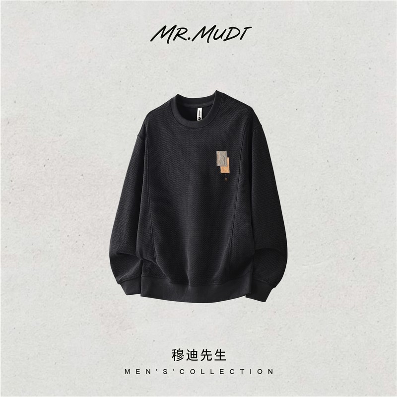 MR.MUDI/穆迪先生美式复古圆领卫衣男秋季2026新款潮休闲长袖上衣