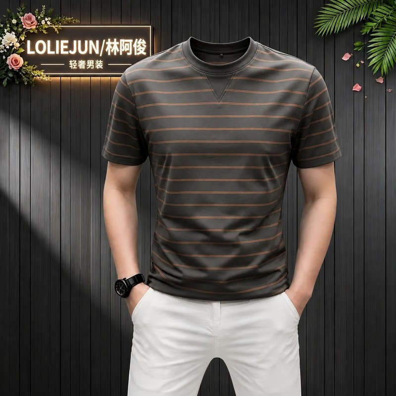LOLIEJUN/林阿俊夏季新款运动休闲男士短袖T恤商务时尚潮流上衣服