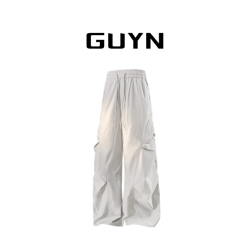 GUYN夏季薄款男士休闲裤宽松直筒百搭高街潮流垂感运动休闲长裤