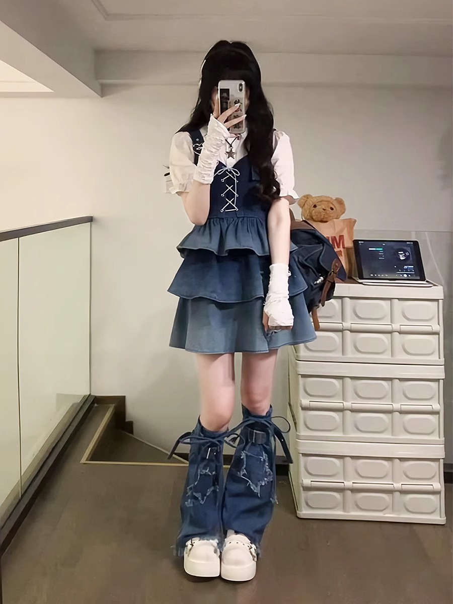 辣妹套装性感吊带蛋糕裙两件套装
