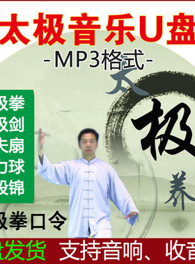 太极拳音乐U盘带口令加长版轻纯音乐太极剑24式/48式老架一路MP3