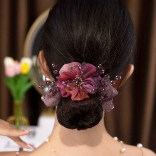 喜婆婆盘发头饰2026新款高端头花发绳发圈结婚婚宴喜妈妈头绳发饰