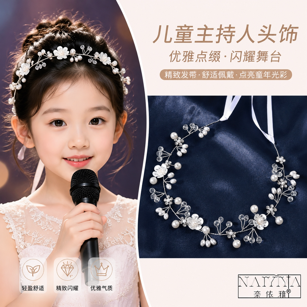 儿童主持人头饰女童花童婚礼花环图片