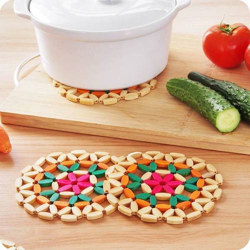 欧式镂空隔热垫 竹制碗垫家居防烫圆形盘子餐桌垫砂锅防烧垫杯垫