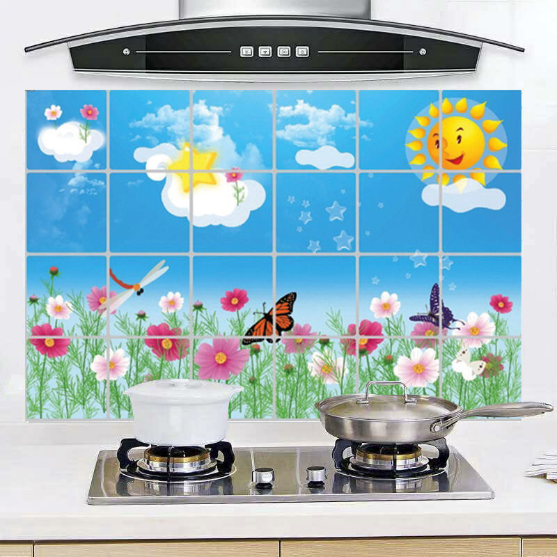 厨房墙贴纸画防油不沾油墙壁贴画自粘防火防高温防潮防污装饰创意