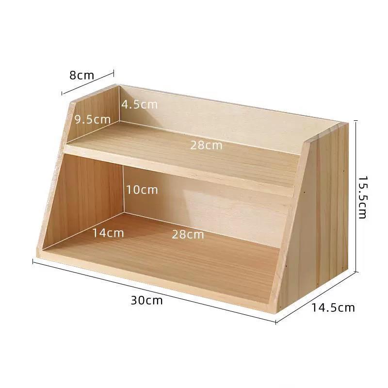 木质双层覆古收纳架实木办公室收纳整理架桌面置物架化妆品水杯架
