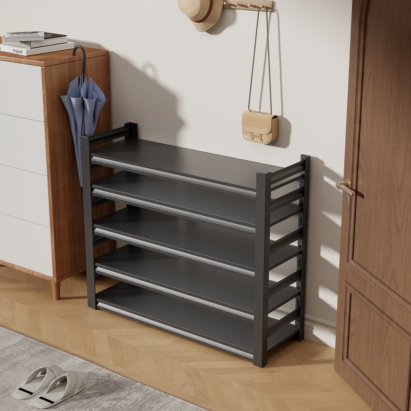 家用钢制鞋架门口落地多层置物架简易租房收纳层架子玄关入户门鞋