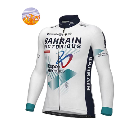 骑行服巴林胜利队冬加绒长袖上衣公路自行车速干双箭头背带裤套装