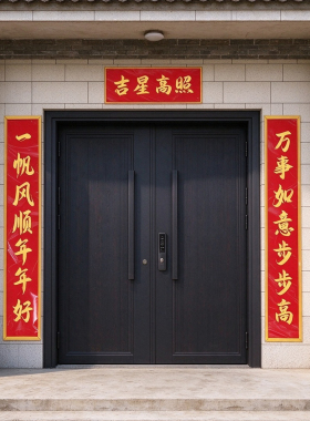 农村别墅大门对联框新款铝合金对联框架定制羊年2027春联裱装牌匾