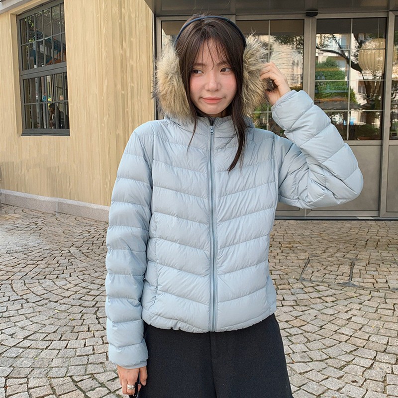 苏奈 2025冬季韩系连帽内胆叠穿修身轻薄羽绒服女