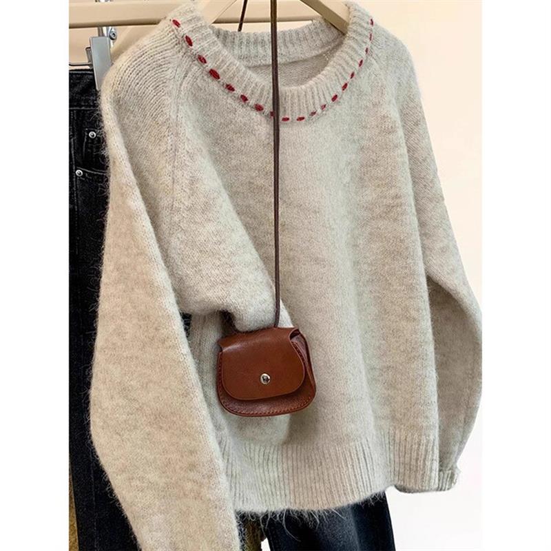 甜美软糯圆领针织开衫女2025春季新款设计感外穿慵懒单排扣毛衣女