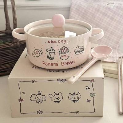 可爱ins风陶瓷泡面碗大容量学生宿舍礼物生日礼物礼盒装陶瓷带盖