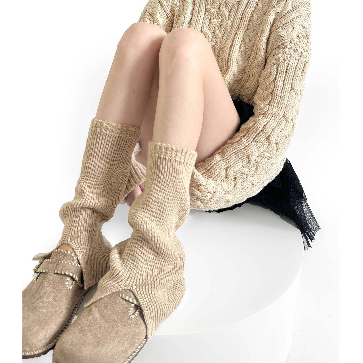 秋冬羊毛针织保暖袜套开叉堆堆中筒叠穿简约风腿套ins韩系靴套女,女士内衣/男士内衣/家居服,短袜,淘宝优惠券,粉丝福利购,淘宝优惠卷