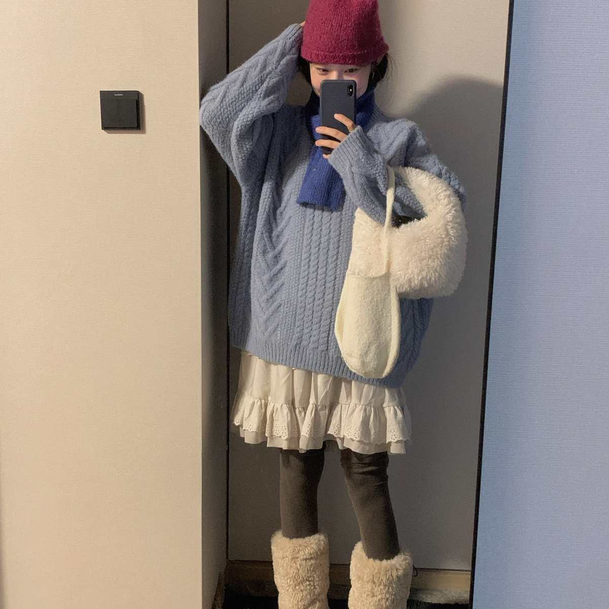 montague island-蓝色麻花简约百搭保暖毛衣(含10羊毛)F702