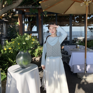 OMELET蛋卷-26年早春韩系简约百搭气质拼纱打底长袖T恤HT26173