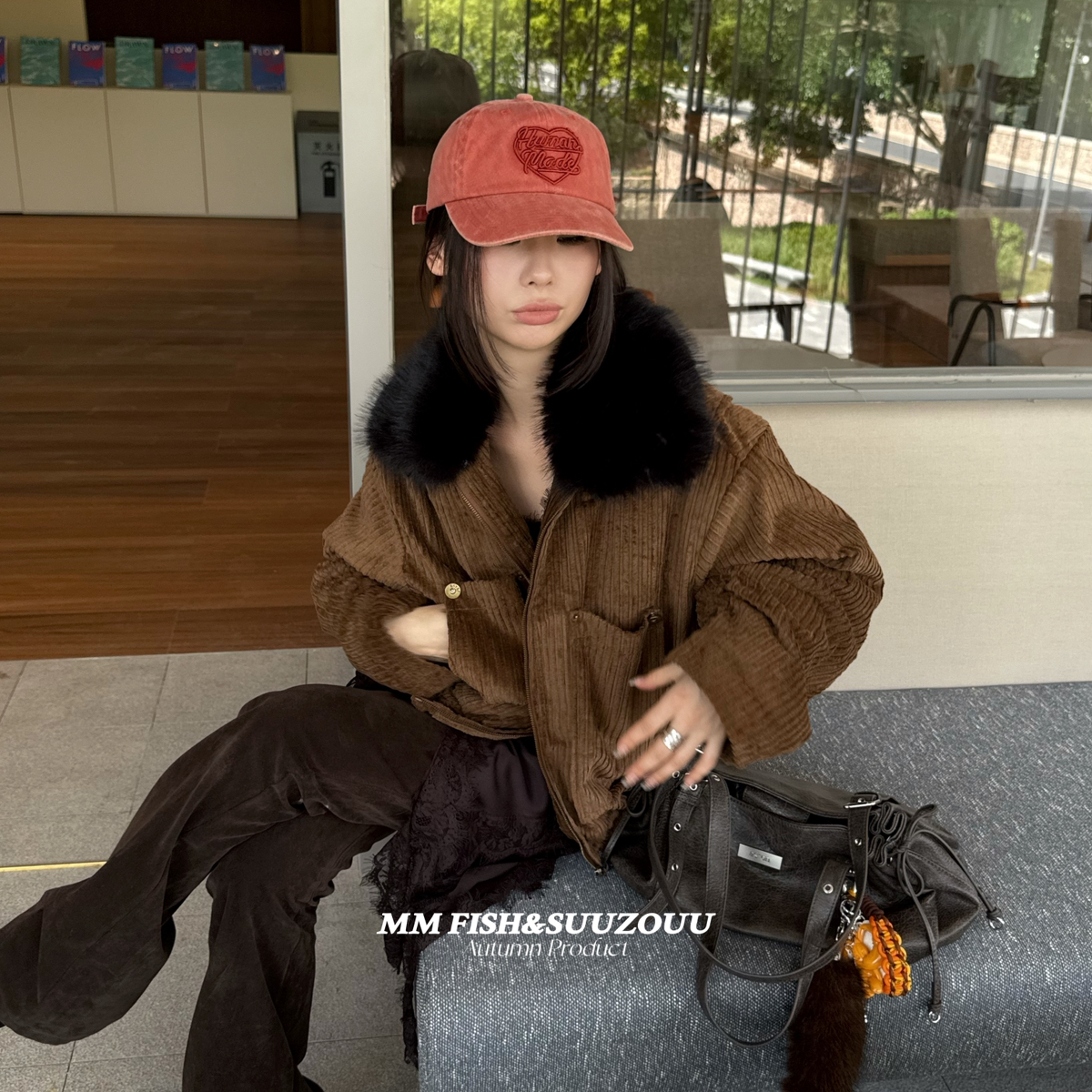 MM.FISH&SUUZOUU-髦街头潮流灯芯条绒加厚保暖棉服外套YS1-25Y610