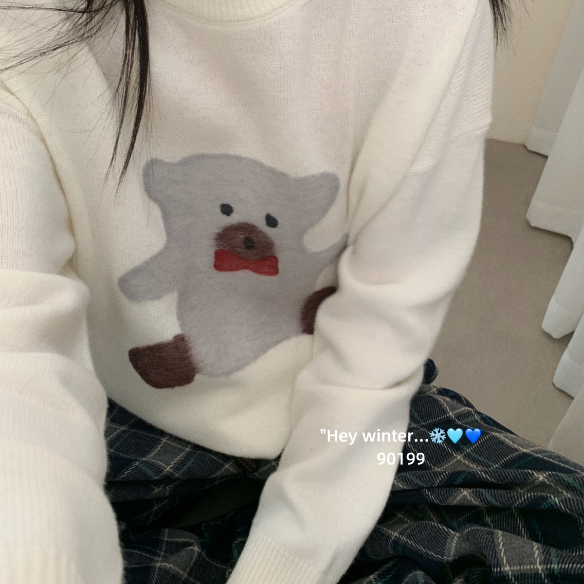 GAR-可爱小熊洋气减龄慵懒显瘦套头保暖毛衣（含100绵羊毛）90199