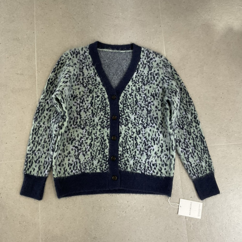 Hand made-秋上新氛围感撞色豹纹宽松毛衣短外套0944