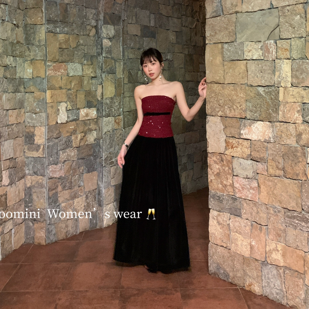 YOOMINI-大牌夜宴高级氛围感优雅长裙连衣裙(配带胸垫)M60208-DSW