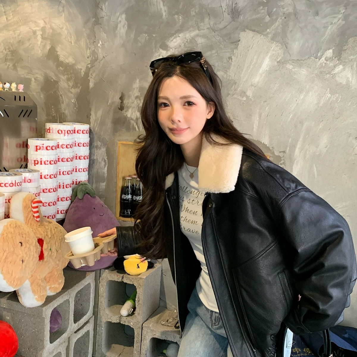 壹伴-冬上新韩系时尚百搭毛毛翻领皮时髦保暖羽绒服外套YS2-666