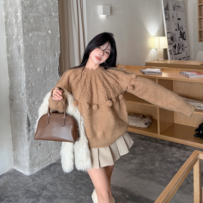 ALA-冬上新圣诞节日氛围感韩系设计感重工保暖毛衣81114