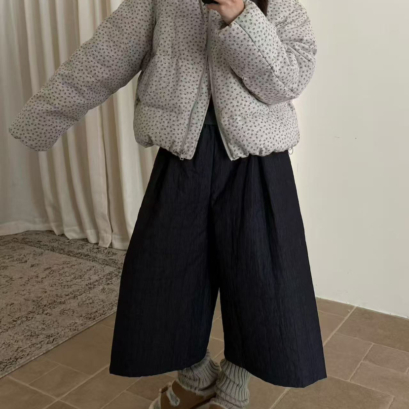 WANYAO-冬上新温柔奶油色系碎花宽松保暖棉服外套A233