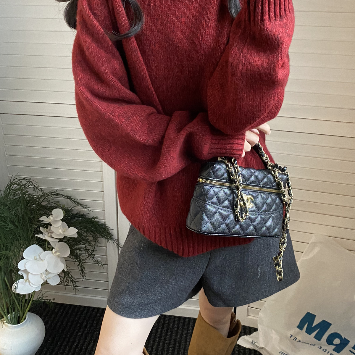 SS YU美鱼家-花纱设计三粒扣高领保暖毛衣（含31.8绵羊毛）M39-21